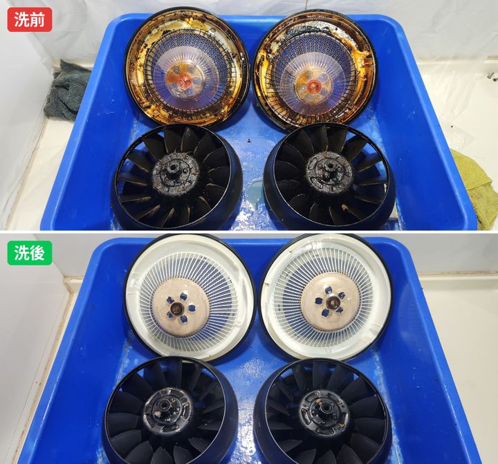 抽油煙機零件 清洗前後對比(真實案例)