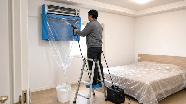 冷氣包覆後高壓清洗