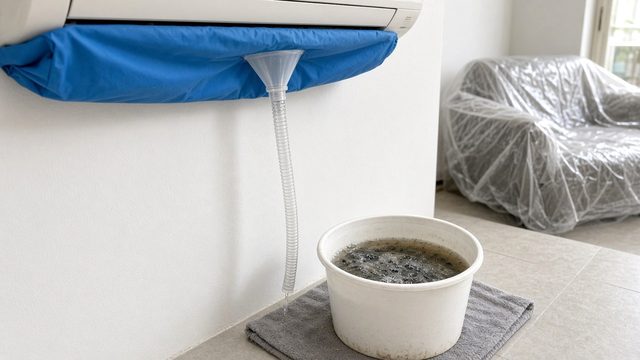 冷氣清洗排出的髒水