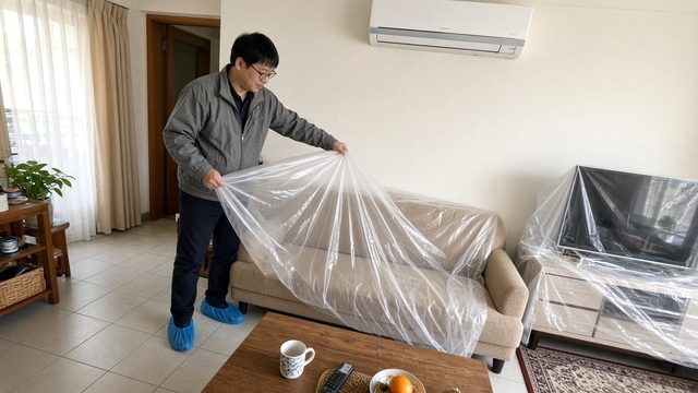 施工前鋪設地面保護墊